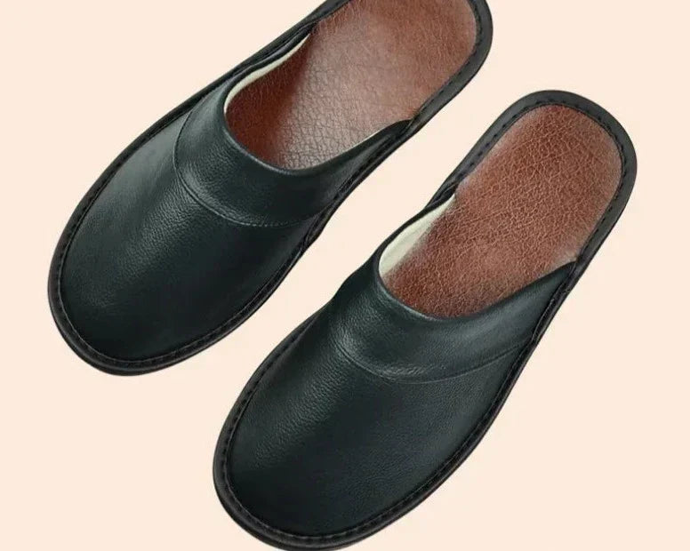 Leather Men’s Slippers – Cozy Warmth for Autumn & Winter Comfort 1