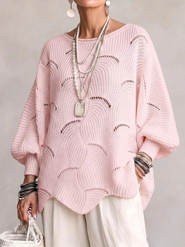 Loose Knit Top with Lantern Sleeves ? Stylish Comfort All Day 6