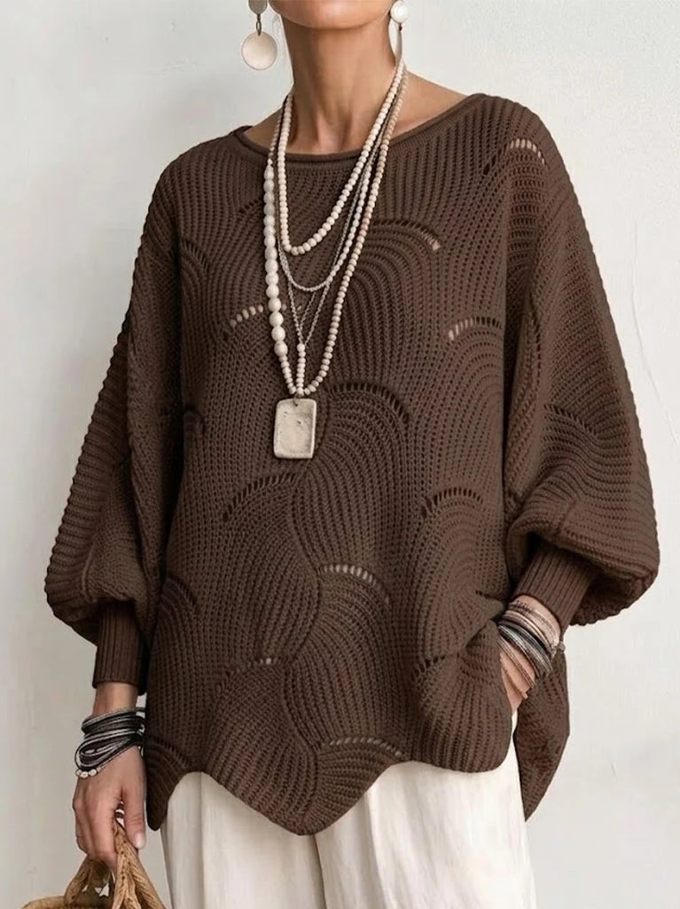 Loose Knit Top with Lantern Sleeves ? Stylish Comfort All Day 9