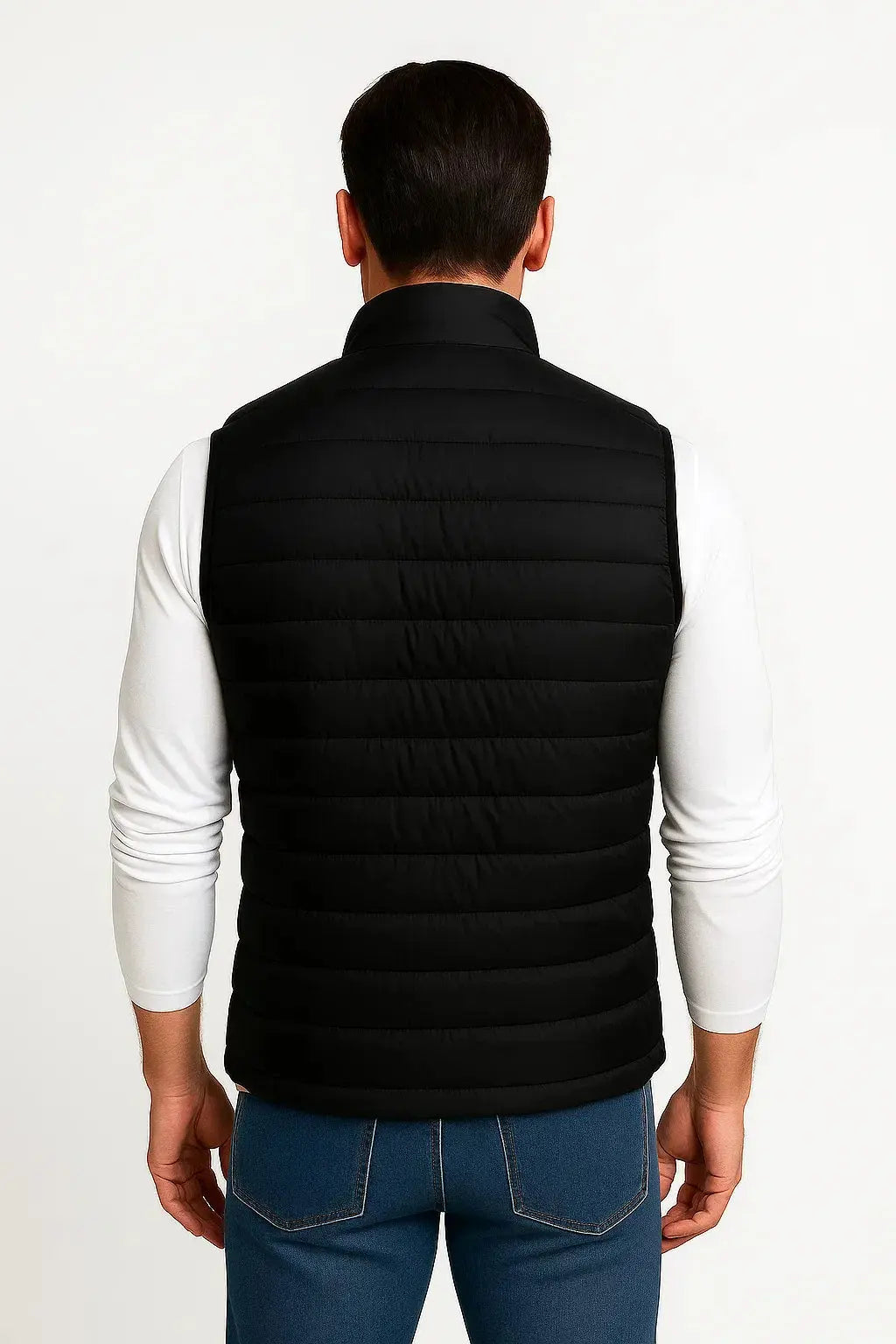 Men's Black Puffer Vest | Sleeveless Cotton-Padded Winter Jacket 4