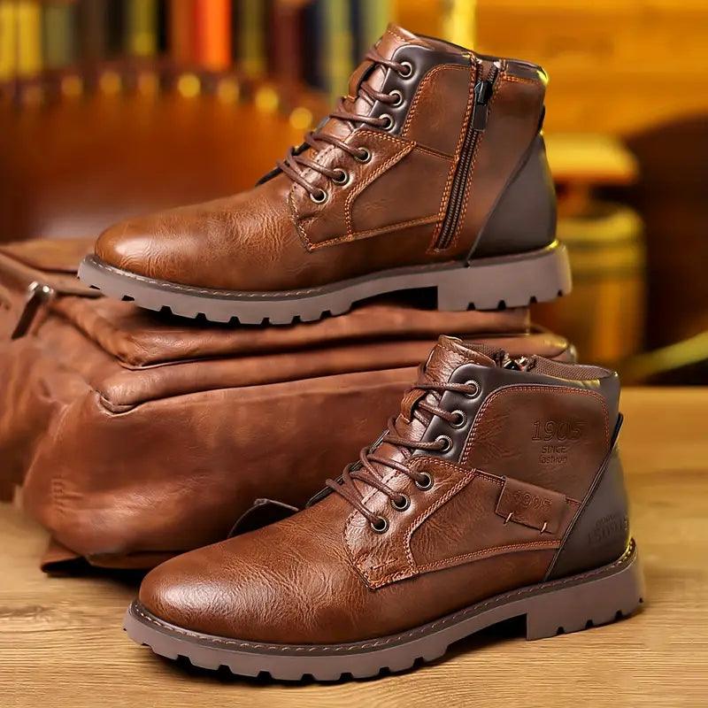 Men's Leather Dress Boots – Timeless Style with Easy Zipper Access 0