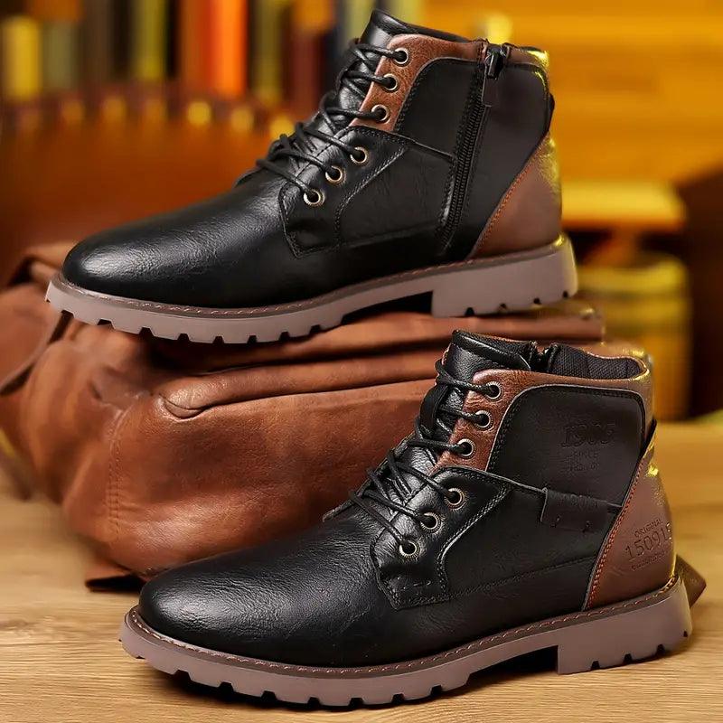 Men's Leather Dress Boots – Timeless Style with Easy Zipper Access 1