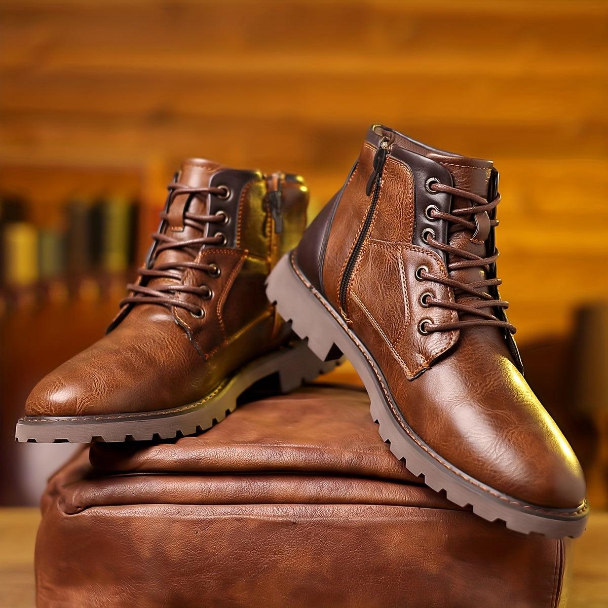 Men's Leather Dress Boots – Timeless Style with Easy Zipper Access 4