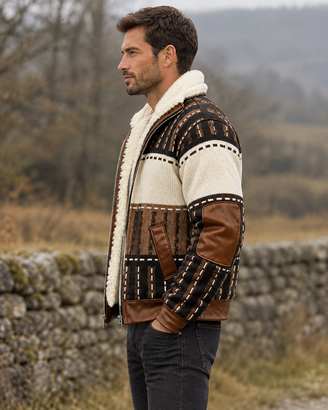 Men’s Borg Zip-Through Bomber Jacket