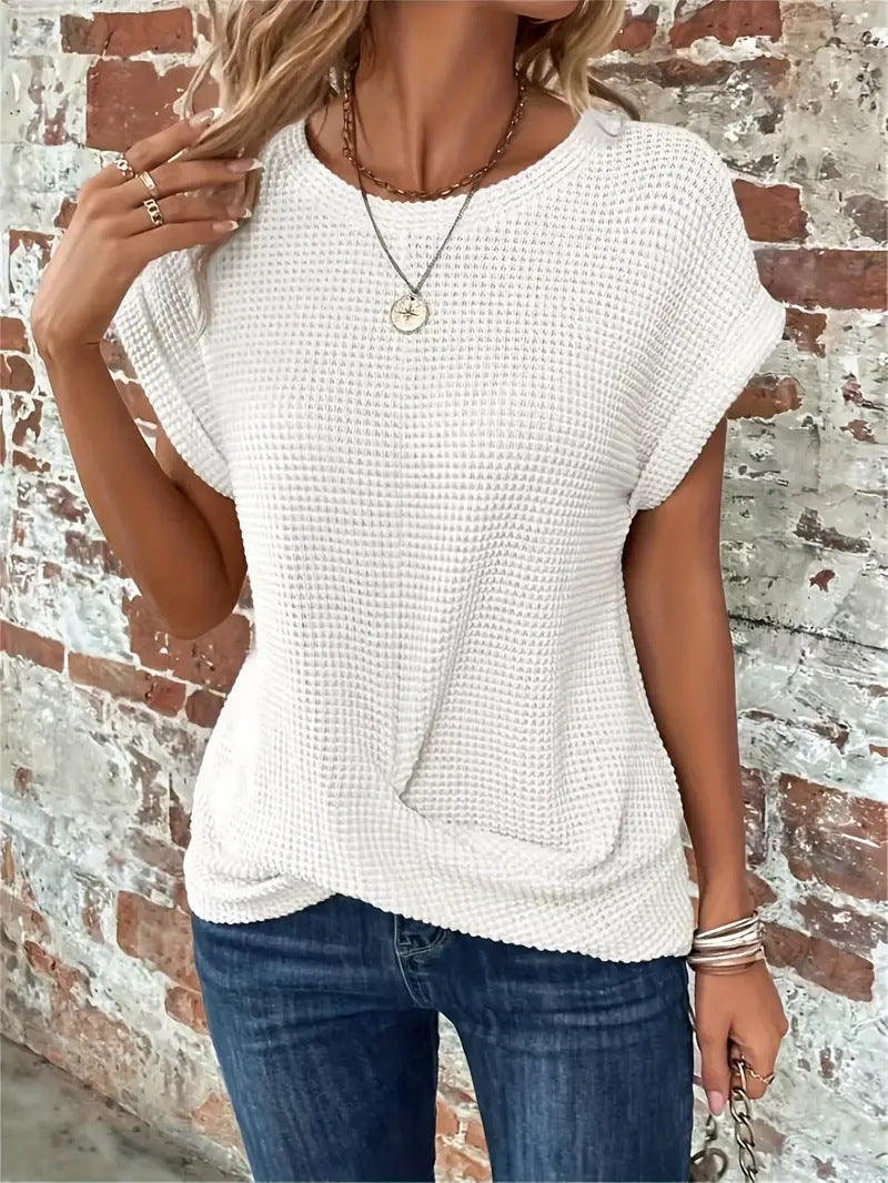 SARA – WAFFLE KNIT CASUAL TEE
