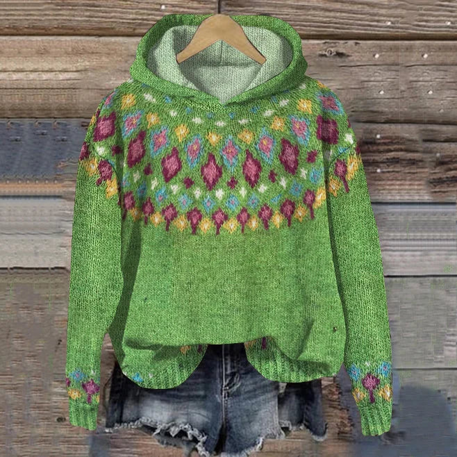 Warm Nordic Knit Oversized Hoodie | Cozy Autumn Sweatshirt 1