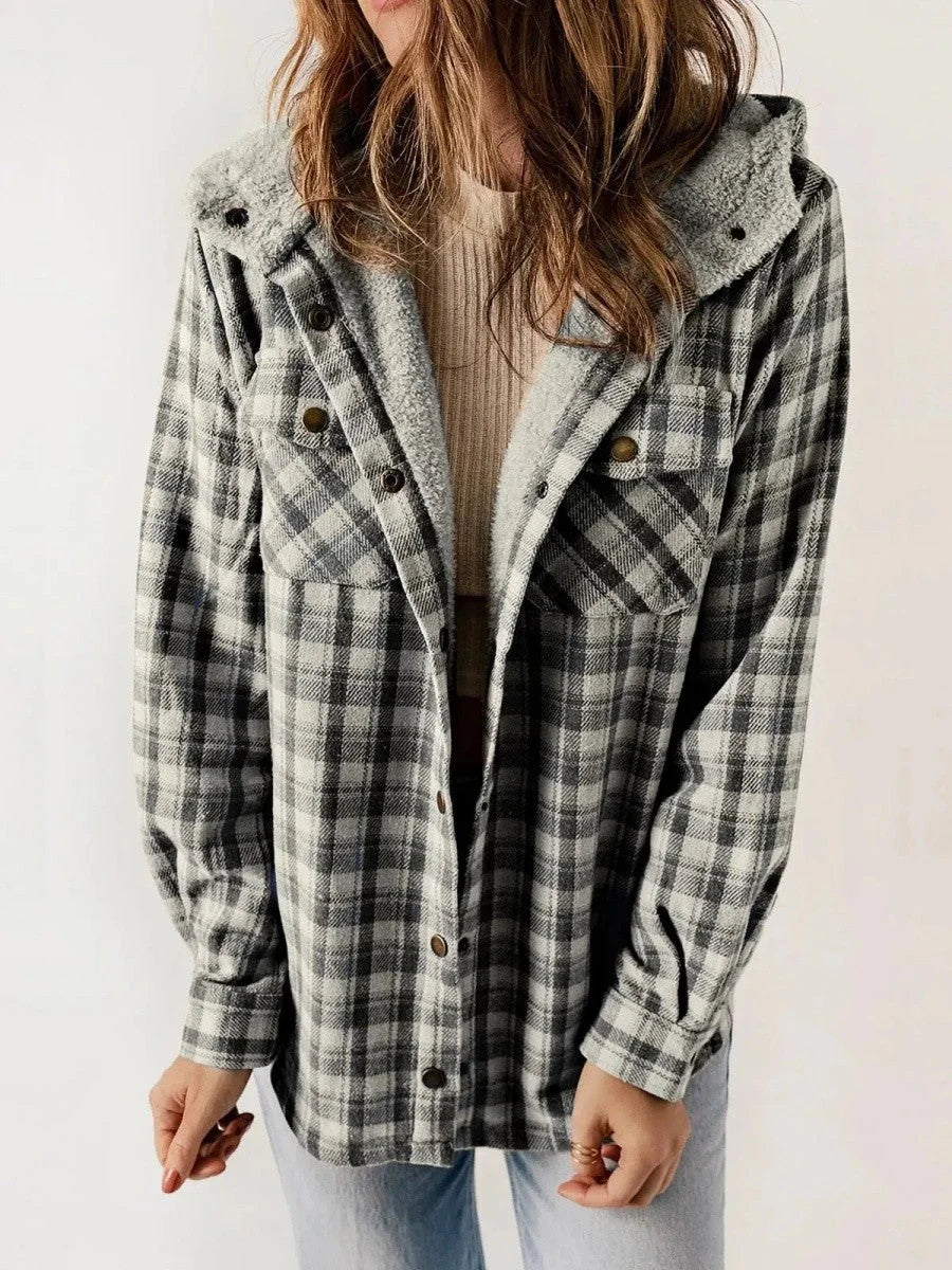 Women’s Hooded Plaid Jacket – Cozy Warmth Meets Timeless Style 1
