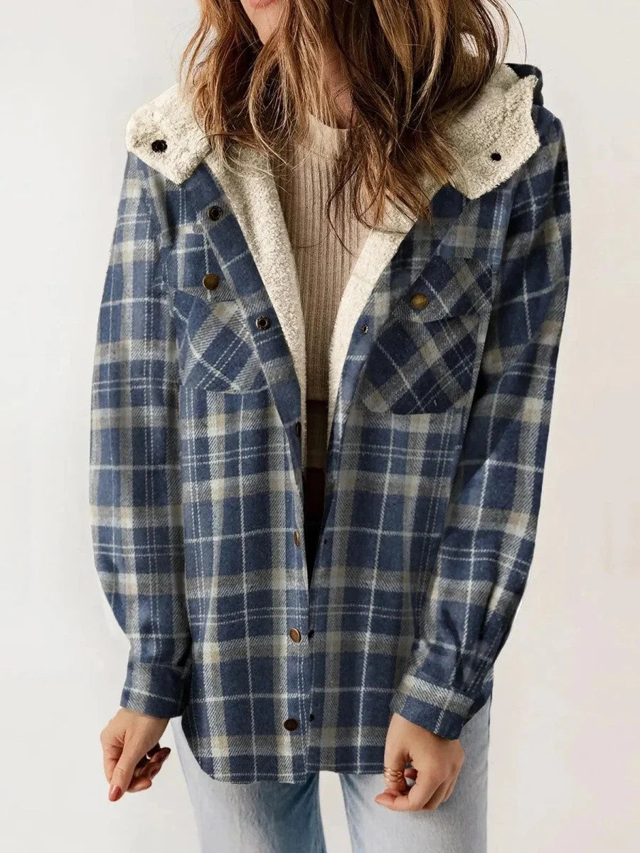 Women’s Hooded Plaid Jacket – Cozy Warmth Meets Timeless Style 3