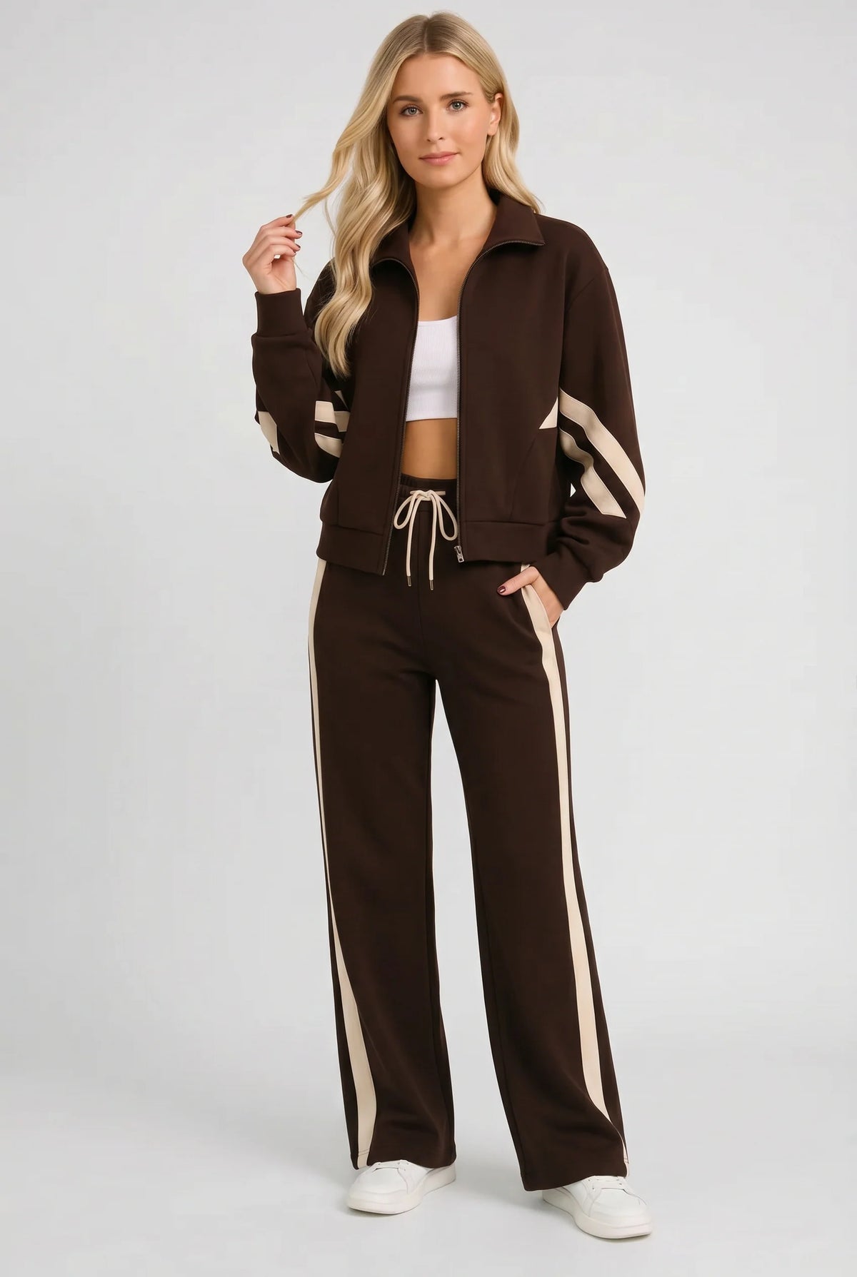 Women’s Two-Piece Tracksuit with Zip Front Jacket 0