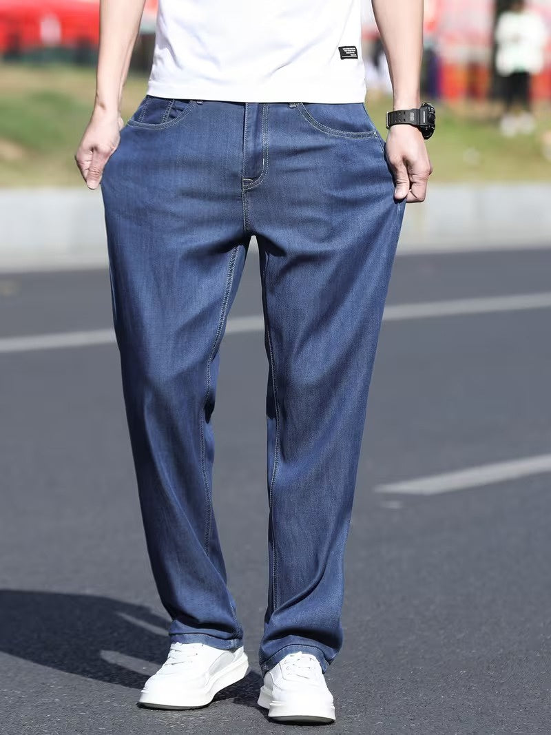 Men's Straight-Leg Pants with Contrast Stitching