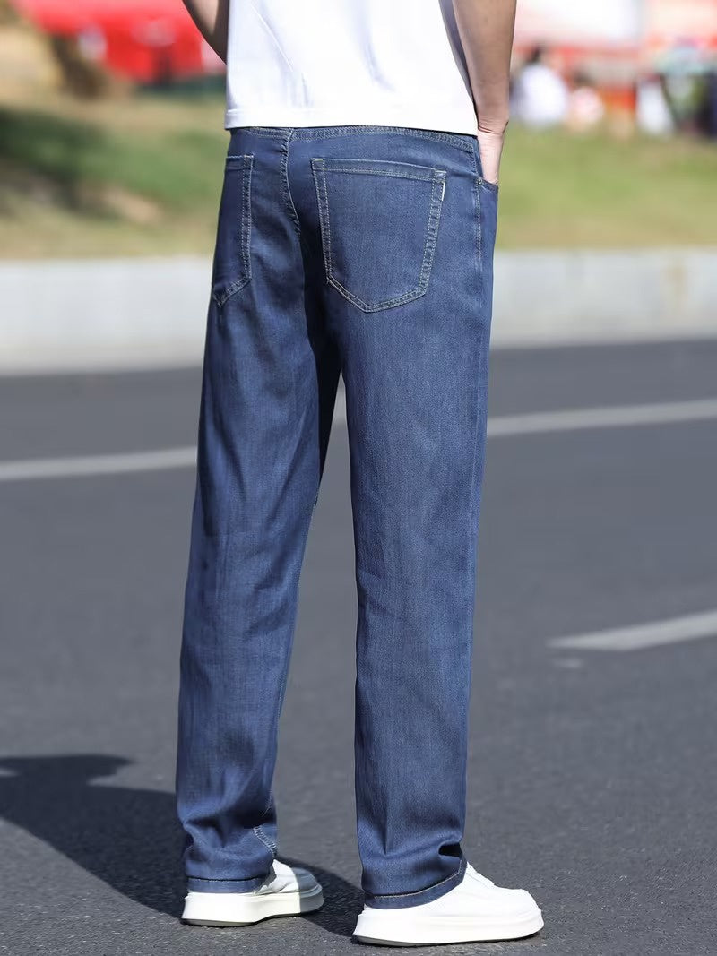 Men's Straight-Leg Pants with Contrast Stitching