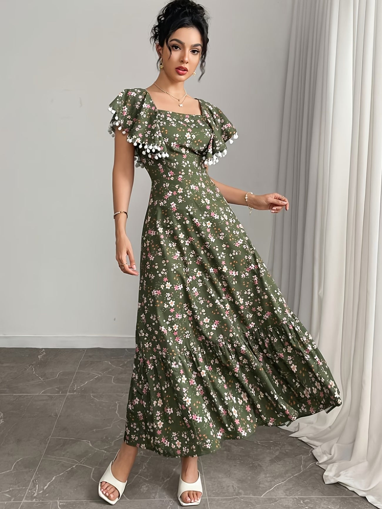 Women’s Floral Tiered Midi Dress