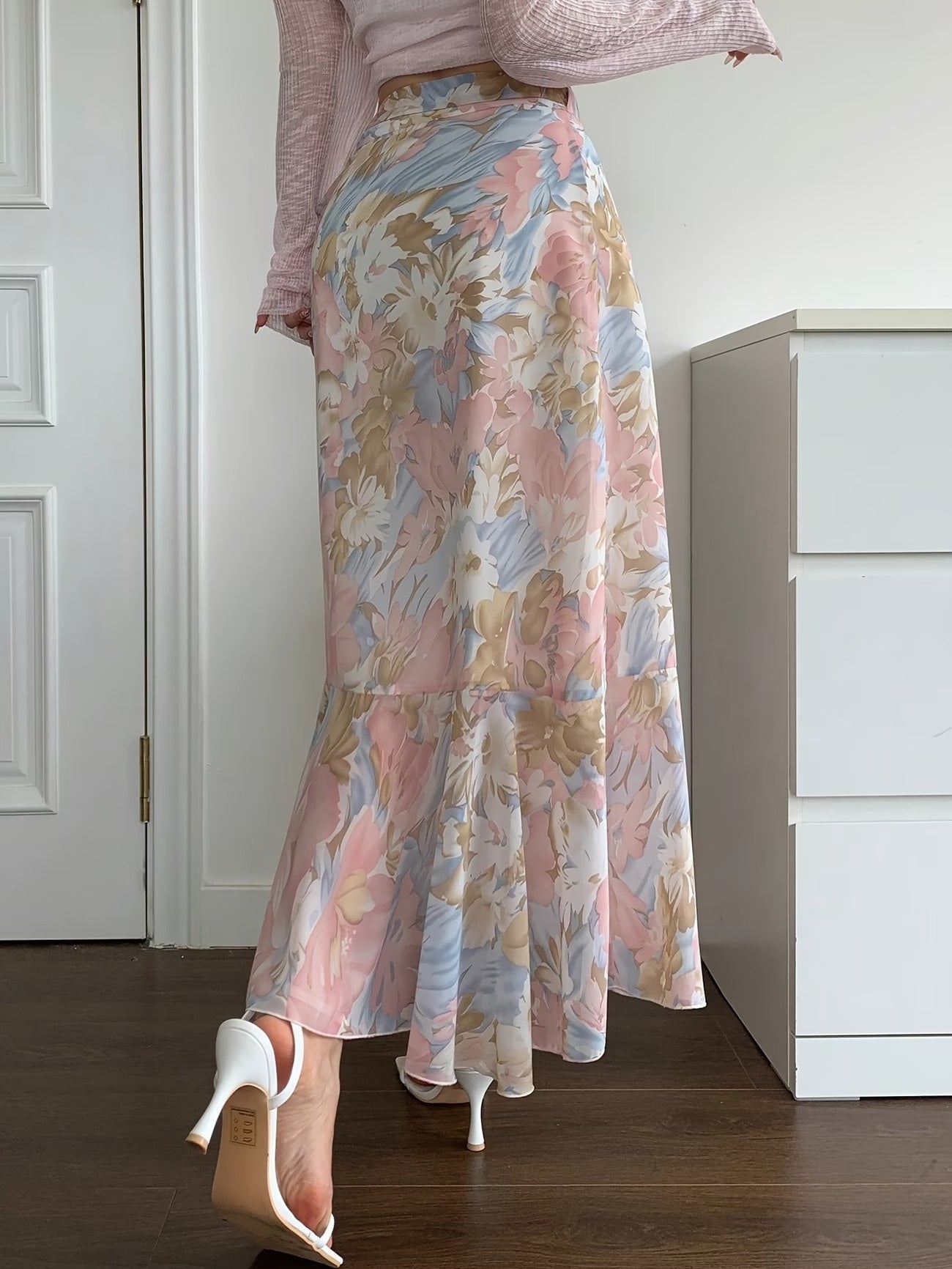Women’s Floral Wrap-Around Midi Skirt