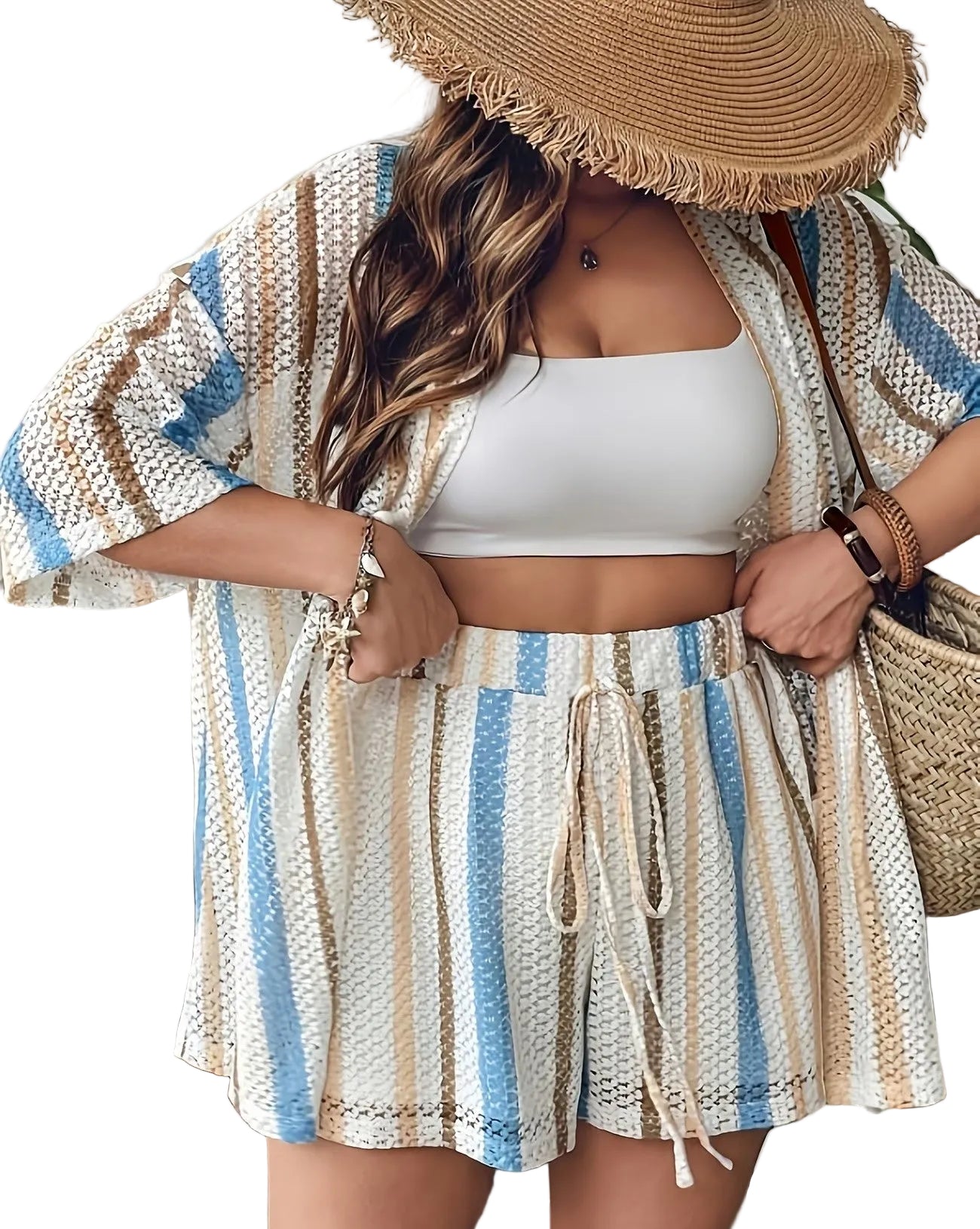 Women’s Two-Piece Set with Striped Pattern